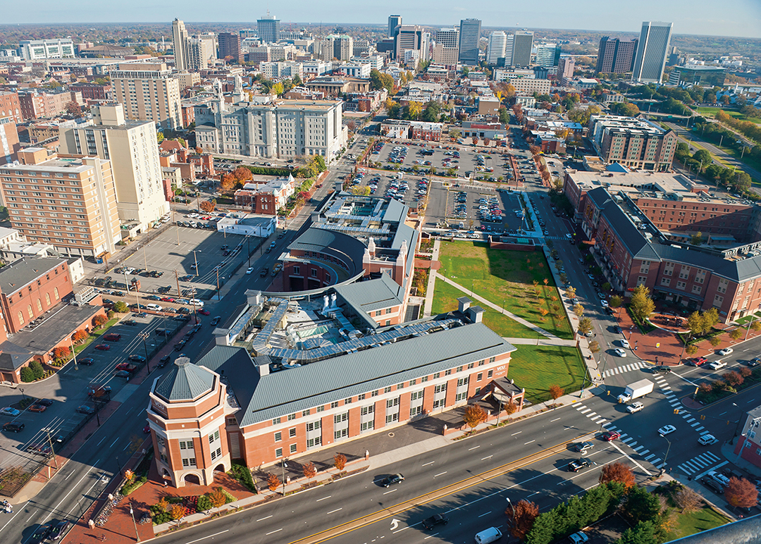 An aerial photo of downtown Richmond